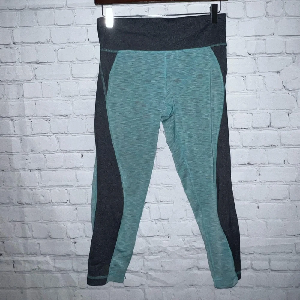90 Degree By Reflex Teal and Gray Leggings - Picture 2 of 5